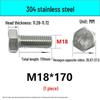 M14-30 304 Stainless Steel Fully Threaded Hex Head Screw Bolt