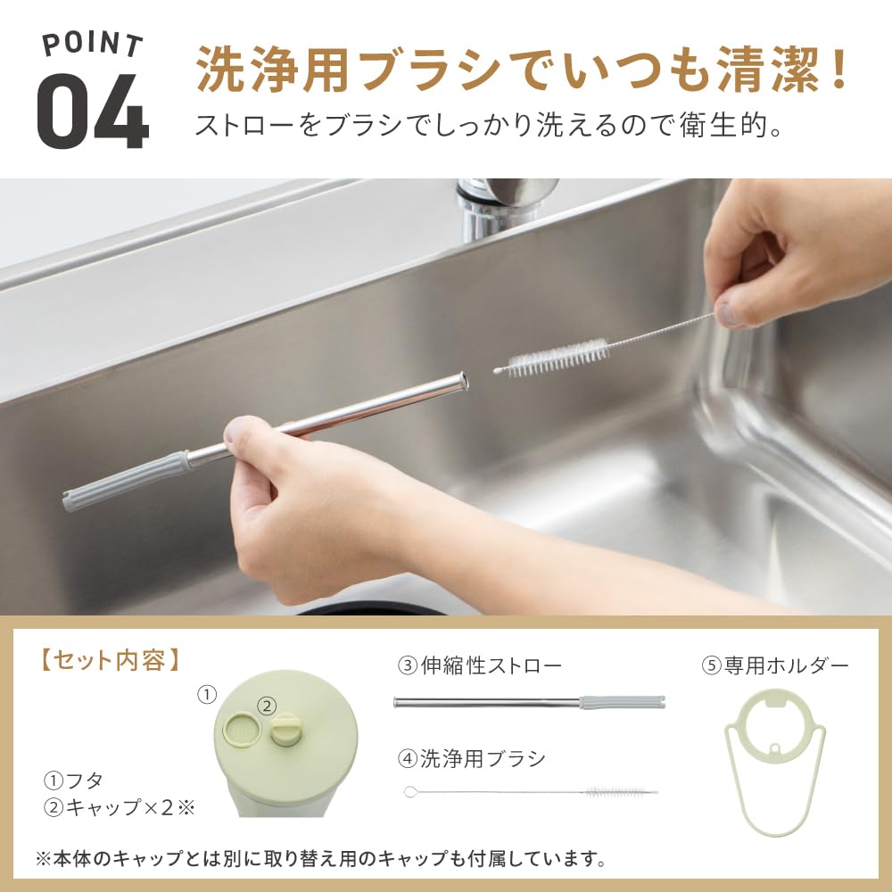 Takeda Corporation [Tumbler with Straw, Insulated, ColdHot] Gradient Green, 9.15 X 9.15 X 19.15 Cm, Straw Tumbler, 480ml, GCGR (STT-480GCGR)