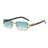 Rectangle Sunglasses For Women Men Rimless Retro Metal Square Sun Glasses With Animal Decoration For Outdoor Party Club