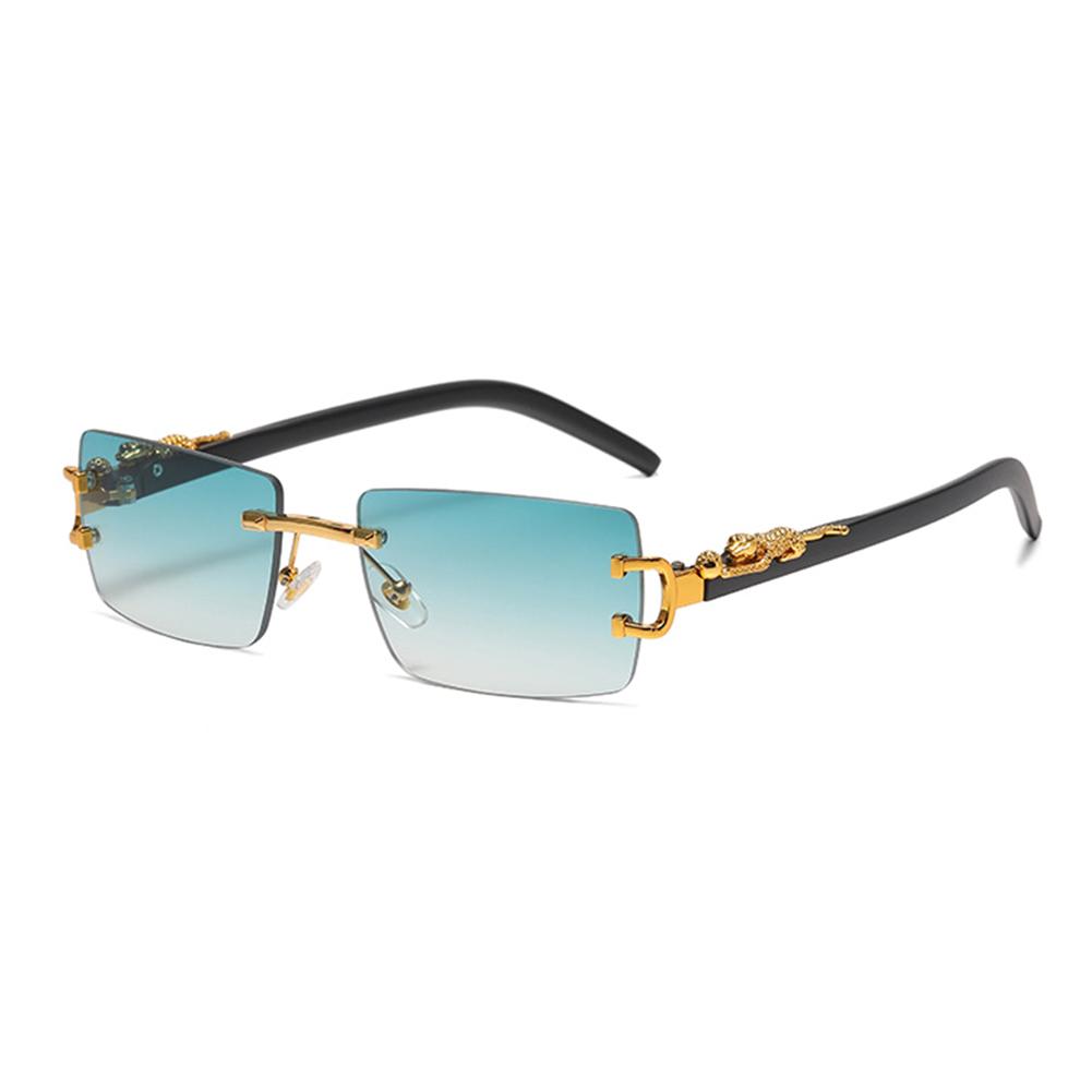 Rectangle Sunglasses For Women Men Rimless Retro Metal Square Sun Glasses With Animal Decoration For Outdoor Party Club