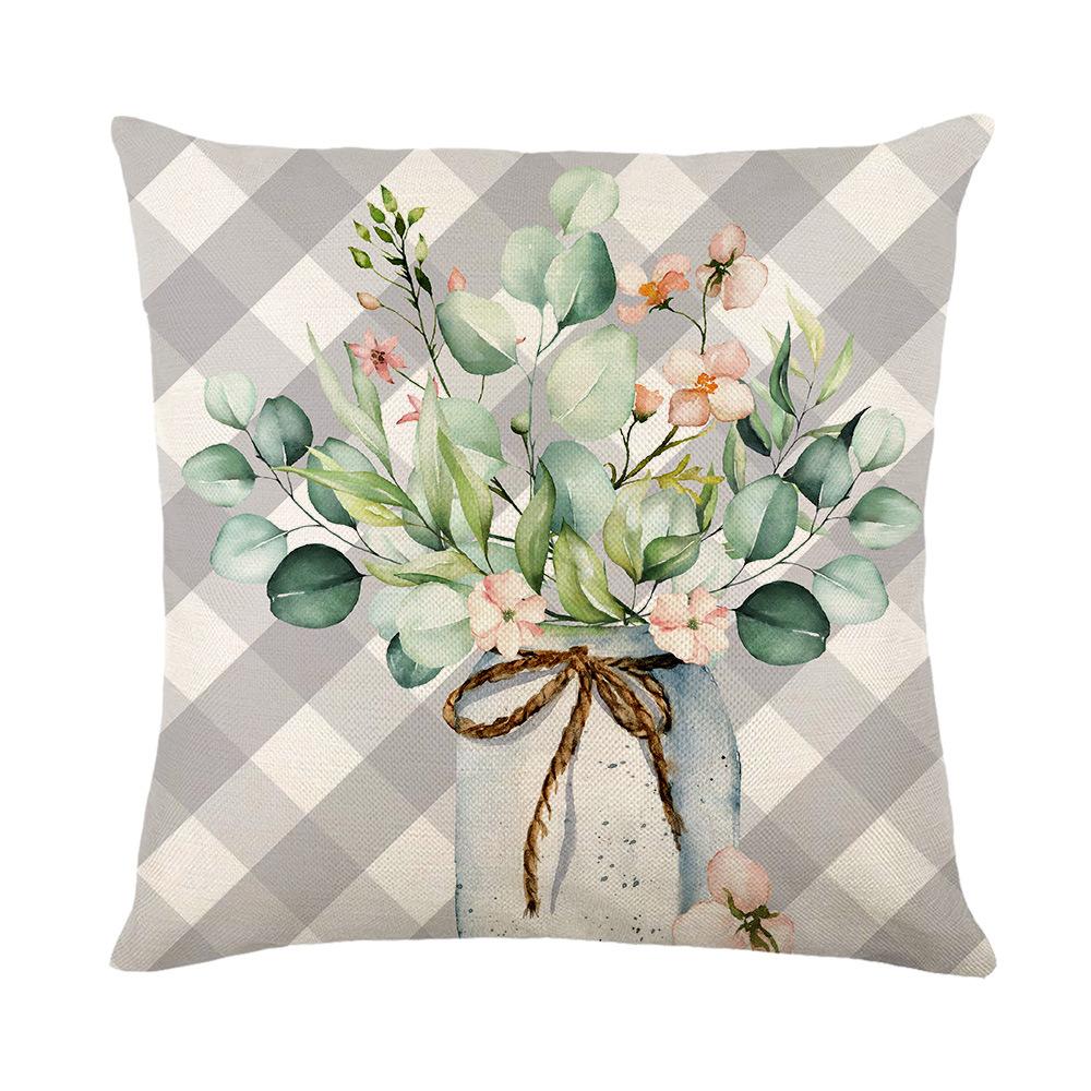 

Spring Letter Print Pillow Cover Plant Flower Polyester Home Sofa Cushion Cover Bedroom Bedside Pillow 45 * 45Cm (without pillow core)