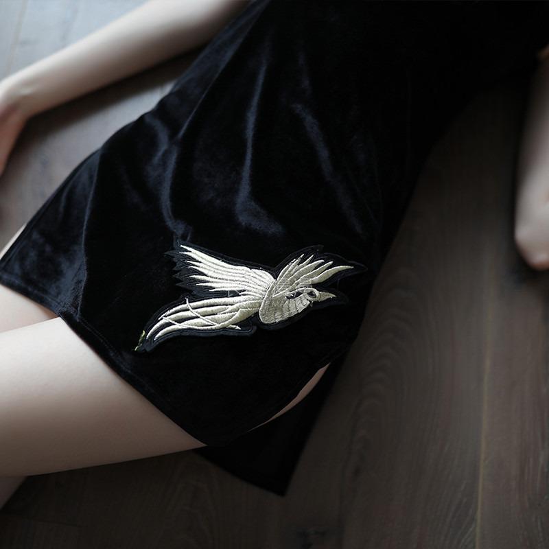 Sex Underwear Women's Sexy Cheongsam Split-ended Transparent Temptation Pajama Set