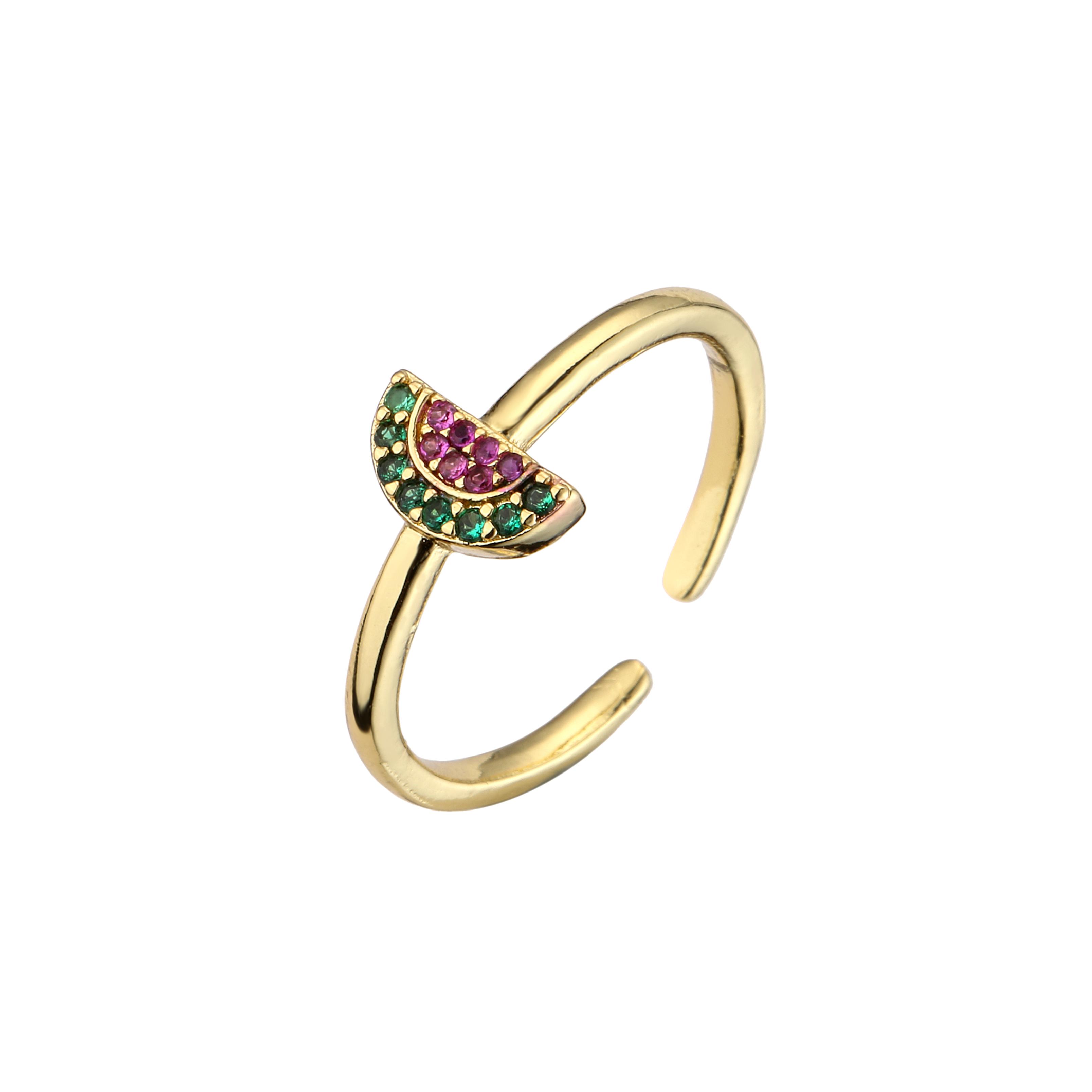

HECHENG,Cute Fruit Watermelon Ring ,Gold Color 5A Cubic Zirconia Women Fashion Party Zircon,