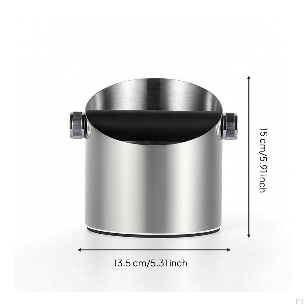 Coffee Grounds Bin Knock Box Stainless Steel Espresso Dump for Baristas, Cafe, Home Kitchen