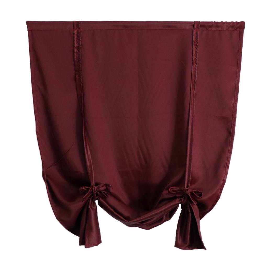 Thermal Insulated Roman Curtain Window Valance Tie Up Curtains Home Decoration , Red_1