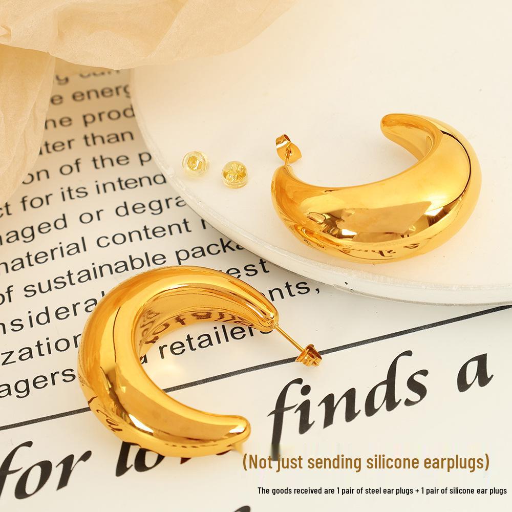 French Minimalist C-Shaped Crescent Earrings - Versatile, High-End Design for Women