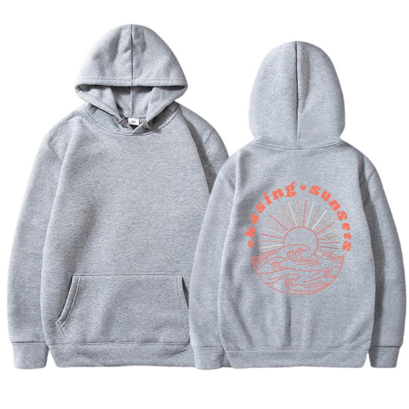 Chasing Sunsers Damen Fleece-Hoodie mit Buchstaben-Slogan-Print Kängurutasche Kordelzug Print-Hoodie