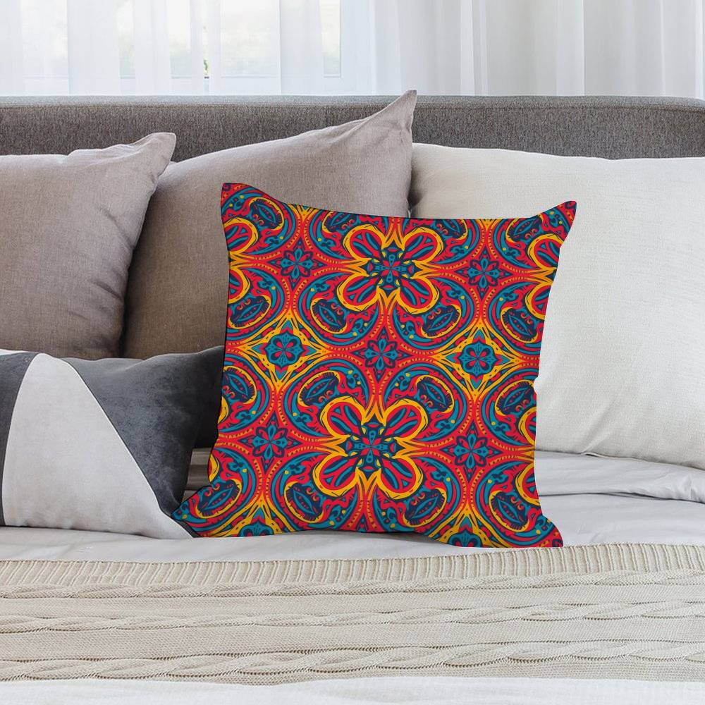 Fashion Square Pattern Pillow Case Short Plush Double-Sided Print Square Throw Pillow Covers Sofa Home Cushion Decor