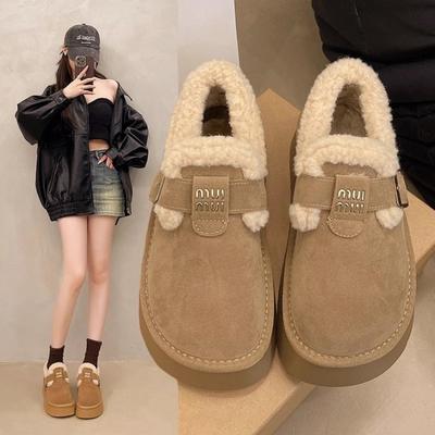 Lage sneeuwlaarzen dames winter nieuw retro fluweel platform casual verdikte katoenen schoenen