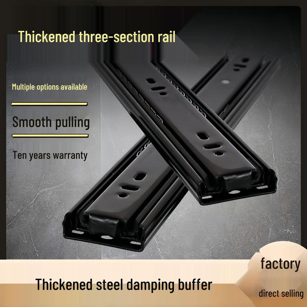 Stainless Steel Silent Ball Bearing Drawer Slides with Three-Section Damping Rails