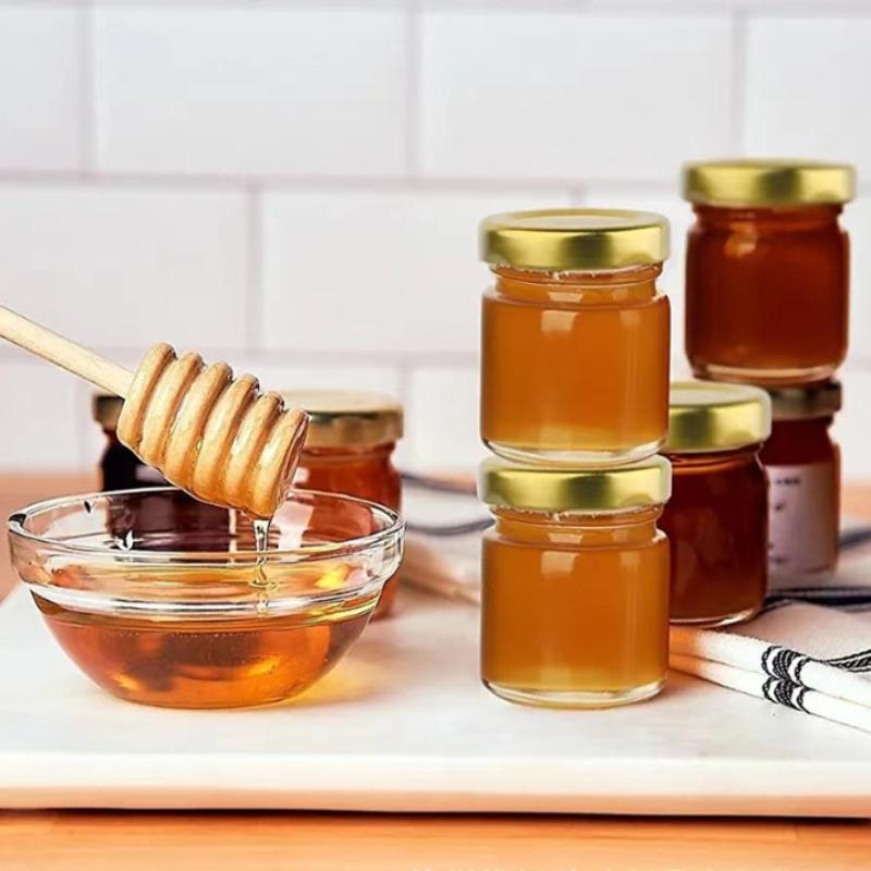 45ML 3/5pcs Mini Hexagonal Glass Jars With Gold Screw Lids Leak-proof Reusable Multi-purpose For Honey Jam Spice Storage