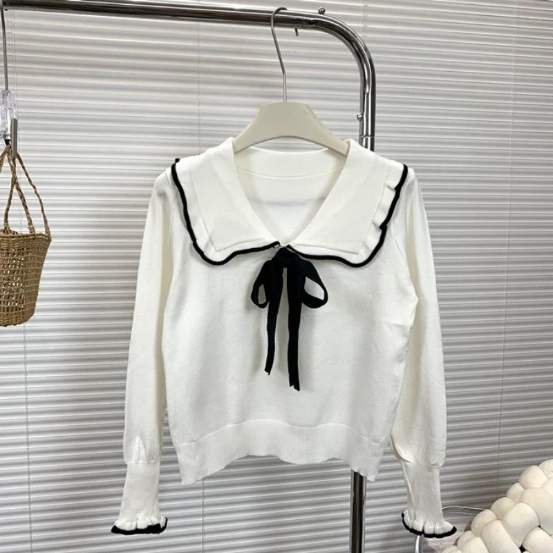 Женские свитера женский вязаный топ с кукольным воротником осенне-зимний пуловер S белый 1457₽