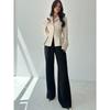 2025 Autumn Winter Women's Single Button Blazer, V-Neck Waist-Defining Open Front Cardigan with Solid Color Design, French Style Office Coat