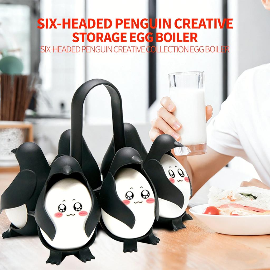 Penguin Cute Egg Boiler For Kitchen Gadget Egg Cooking Tool Egg Steamer Rack With Handle For Boiling Eggs For Kids Adults Children's Birthday Gift