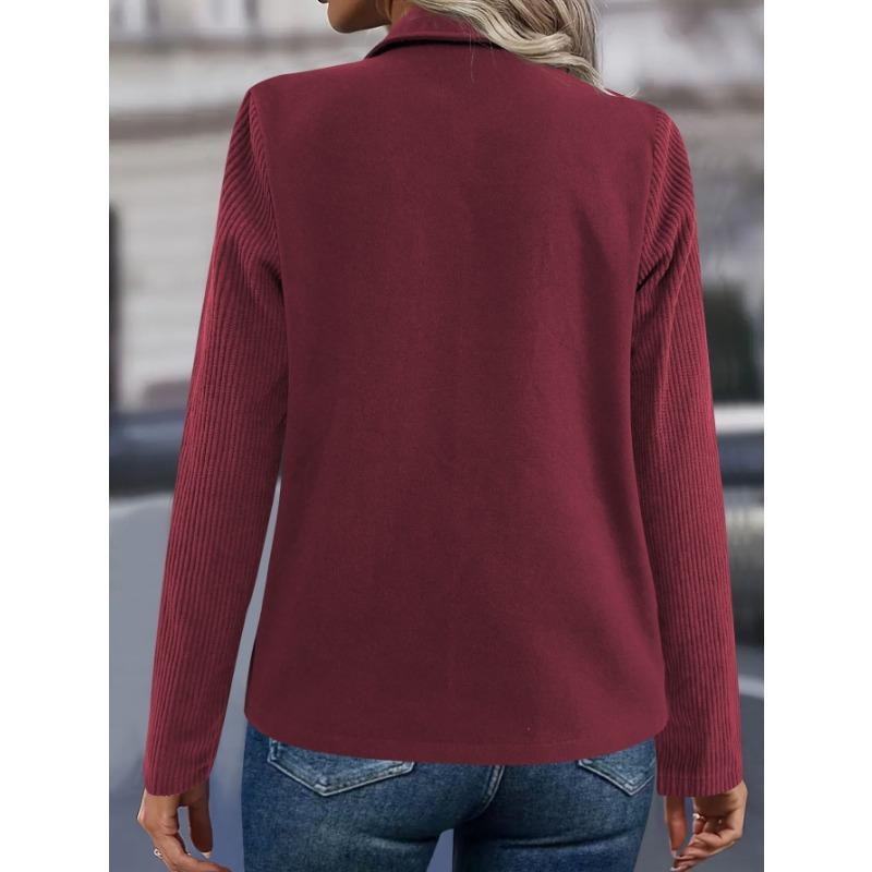 Women S Plus Size Double Breasted Long Sleeve Blazer Coat Solid Color