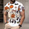 Men Plus Size Round Neck Short Sleeve T Shirt Cute Halloween Ghost Pumpkin Printed White Straight Hem Pullover