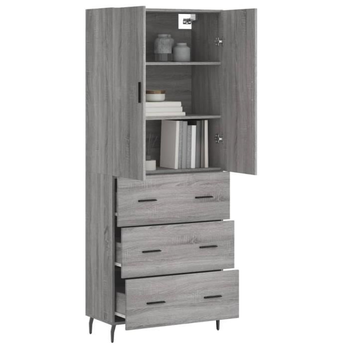 VidaXL Highboard Sonoma Grey 69.5x34x180 Cm Engineered Wood 3195865