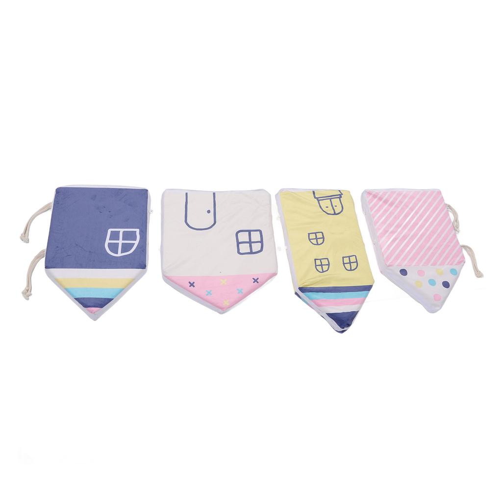 4pcs House Shape Baby Bed Bumper Cartoon Anti Collision Bed Surrounder Detachable Washable Baby Bed