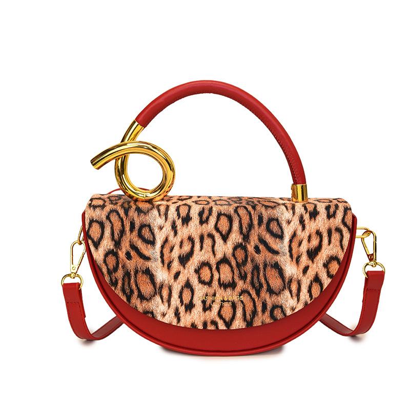 

Wholesale Crossbody Bag Leopard New Designer Pu Leather Semi Circular Handbag Elegant and Fashionable Hard Womens Shoulder Bag