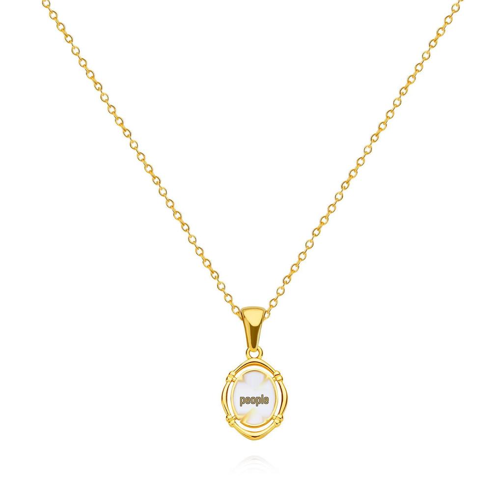 Gold Stainless Steel Initial Pendant Necklace - Elegant Shell Design for Women