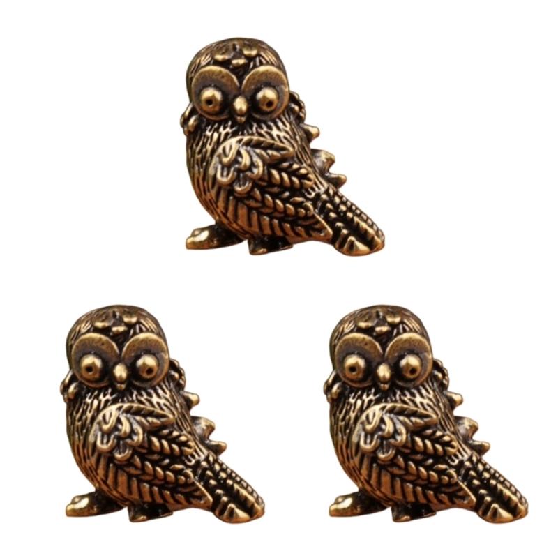 Gold Owl Figurines Metal Bird Figurines Statues fengshui Animal Sculpture Toy Decorative Ornament Collectibles Gift