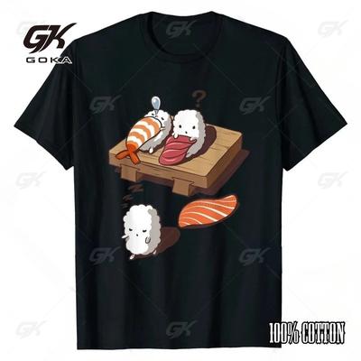 Women's Summer Cotton Short Sleeved Fashionable Pattern T-shirt Harajuku Casual Streetwear Fun Nigiri Sushi Sleepwalking T-shirt