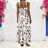 Women Plus Size Scoop Neck Strappy Sleeveless White Printed A Line Long Dress