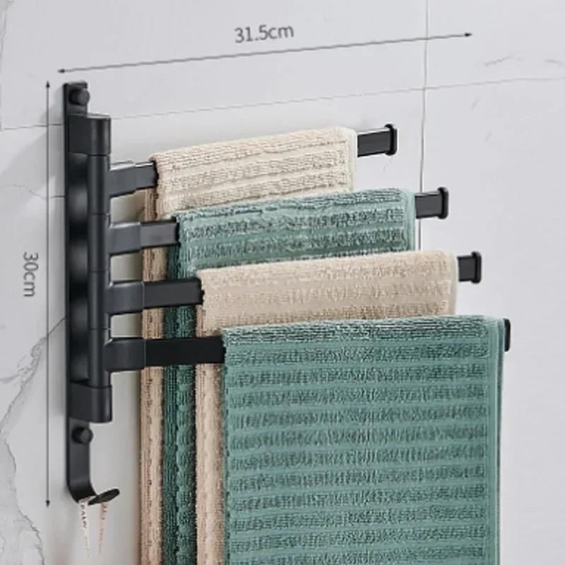 Bathroom Towel Rack Rotatable Towel Holder Space Aluminum 2/3/4/5-Bar Towel Hanger Kitchen Shelf Paper Hanging Wall Mounted