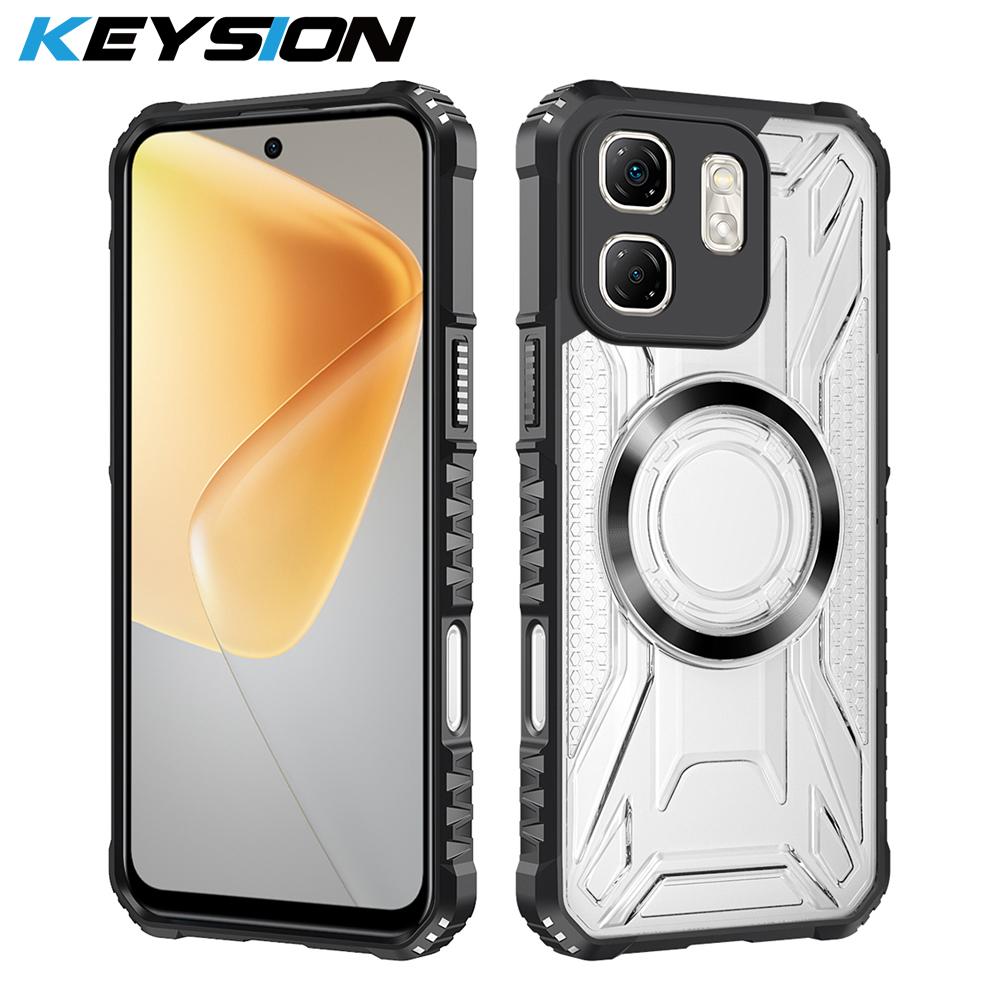 

KEYSION Прозрачный магнитный чехол для Infinix Hot 50i Мягкий силикон+ПК Сверхпрочный противоударный чехол для телефона для Infinix Smart 9 for Infinix Hot 50i чёрный