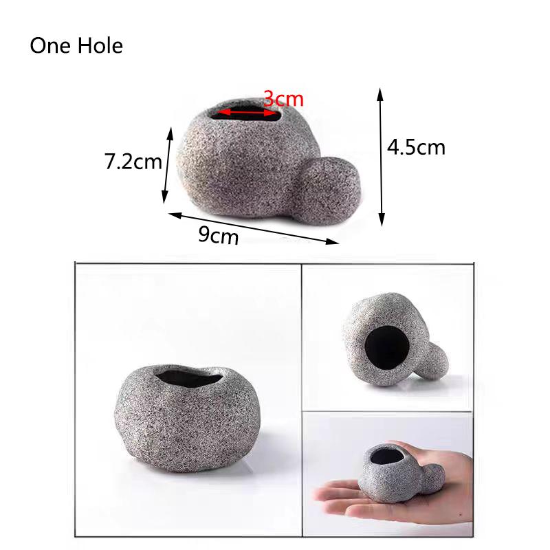 

1Pcs Ceramic Aquarium Decor Rock Cave Stone Decoration Fish Tank Breeding Housing Shelter Ornament Planting Cup Decorations New
