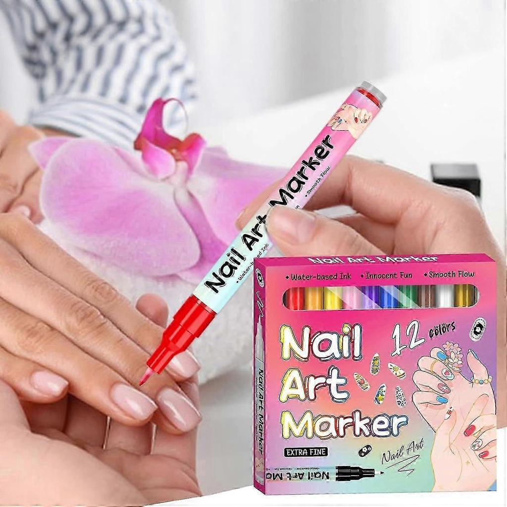 Nail Art Markers Set for painting nails, Quick-Dry DIY Nail Doodle Pens, Gel Nail Drawing Liner Pen Tool for Art Design Home Salon (24pcs)
