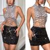 Chic Gemstones Adorned Backless Pieces With Metal Chain Unique Body Chain For A Sophisticated And Daring Appearance