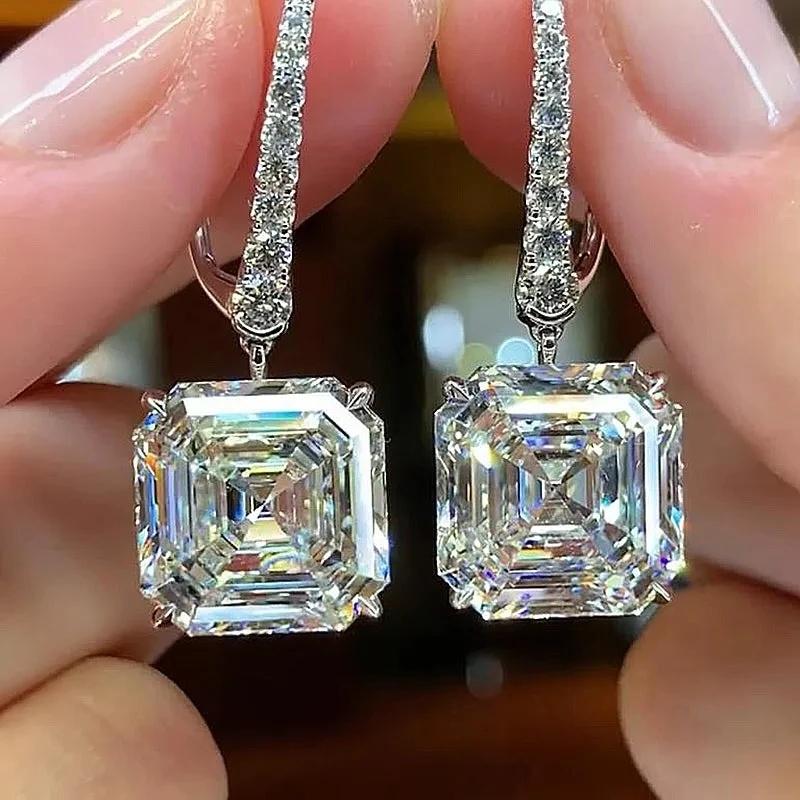 

Huitan Newly Designed Luxury Square Drop Earrings for Women Fancy Brilliant Cubic Zirconia Earrings Timeless Styling Zircon