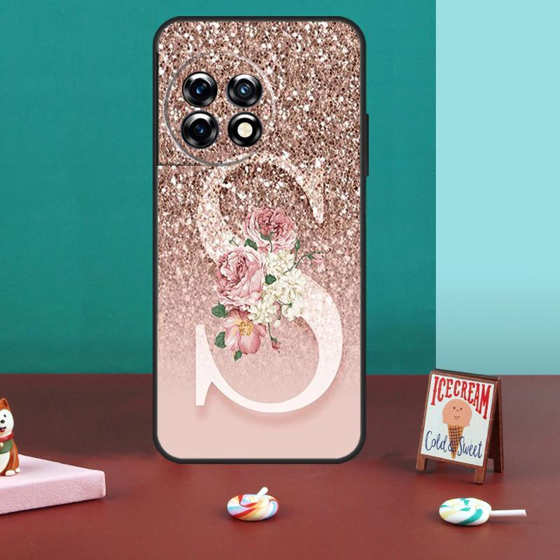 Letter Pink Shiny M R Case For OnePlus 10T 11 8 9 10 Pro 8T 9RT 10R OnePlus Nord CE 2 3 Lite 2T N10 N20 N30 Cover