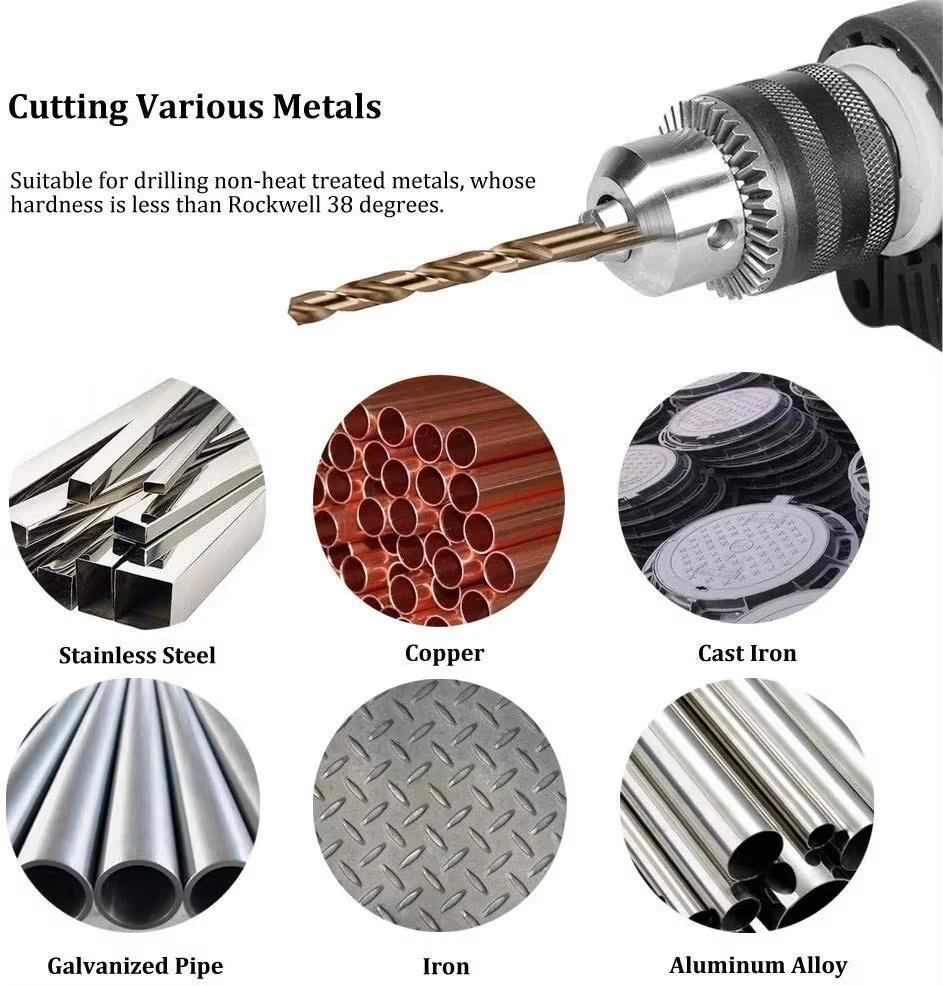 Perfactool 13pc HSS 1.5-6.5mm Round Shank Twist Drill Bit Set Titanium Coated Drilling Hole for Metal PVC Board