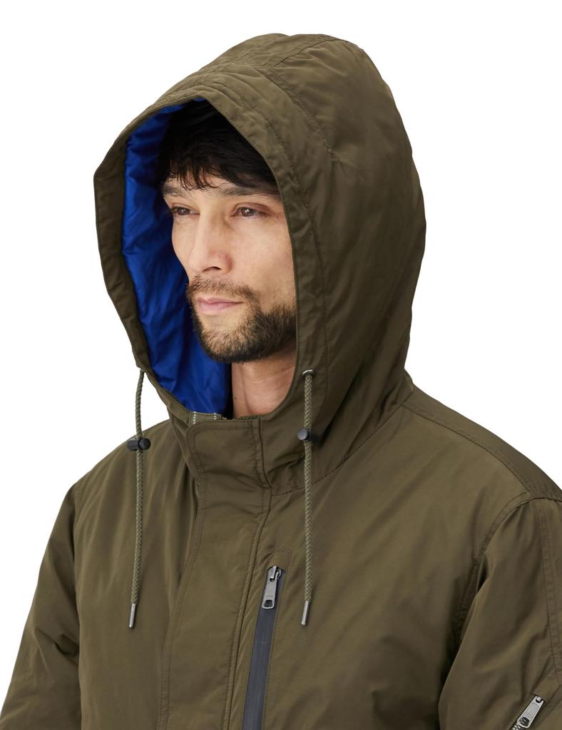 Outer Parka Coat with 16 Storage Pockets Water Repellent Puffer Olive S Regular [Amazon Essentials] Men's