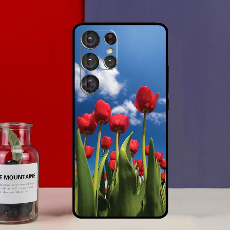 Tulpenblume Hülle Case Für Samsung Galaxy S25 Ultra S9 S10 S20 S21 FE S22 S23 Plus S24 Ultra Handyhülle