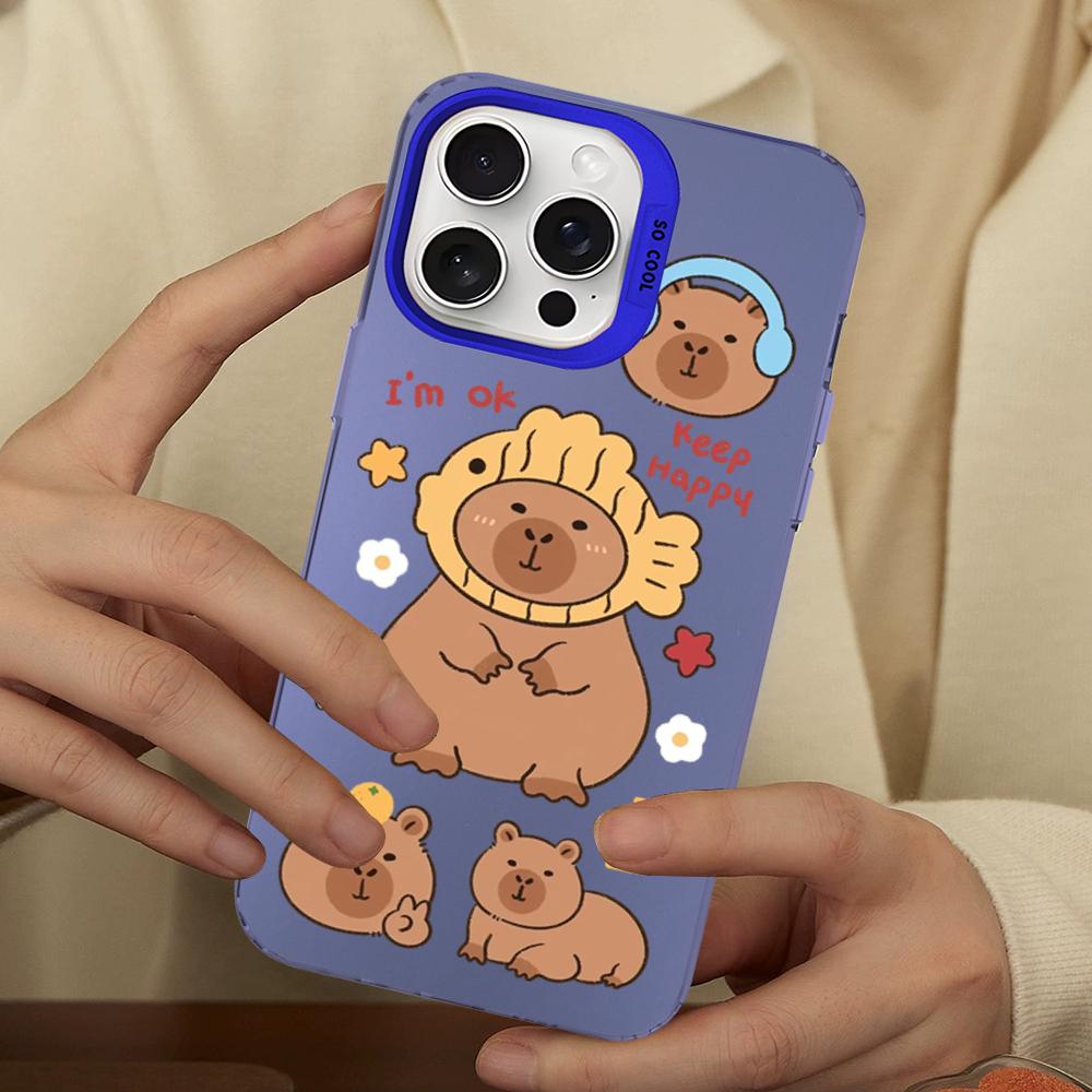 Cartoon Cute Capybara Phone Case For IPhone 18 16 15 14 13 12 11 Pro Max X XR XSMAX 8 7 Plus Matte Shockproof Back Cover
