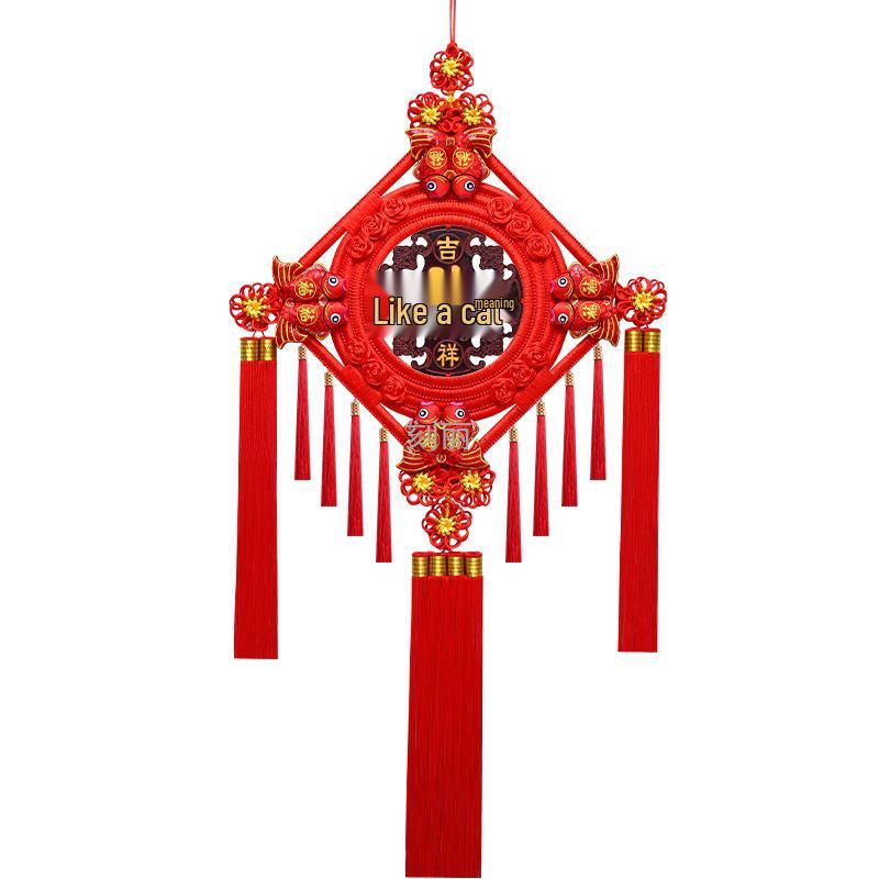 Großer Pfirsichholz Fu-Zeichen Anhänger für das Wohnzimmer: Chinesische Knoten-Dekoration für Wand oder Tür