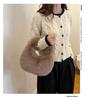 2025 Autumn/Winter Women's Minimalist Fluffy Shoulder Bag - Versatile Solid Color Handbag
