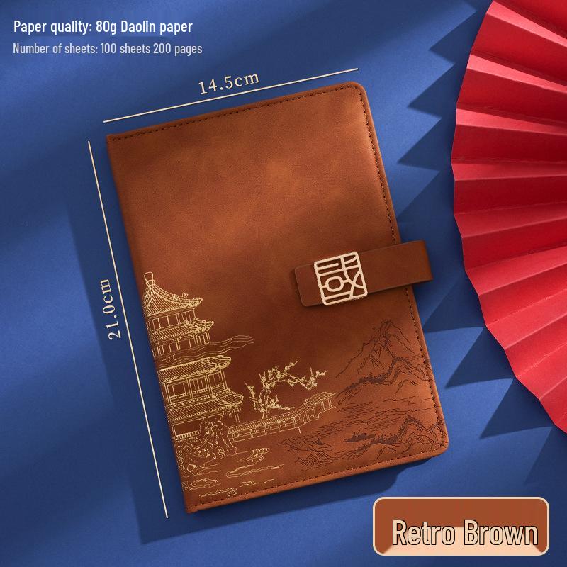 A5 Soft Leather Business Notebook with Custom Logo and Buckle, Enhanced Edition, in Gift Box