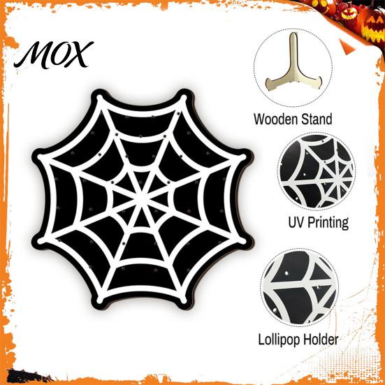 Tabletop Holiday Decoration Halloween Wooden Lollipop Display Stand, Spider Web Ghost Party Favors Pumpkin Shaped Candy Holder, Decor Ornament