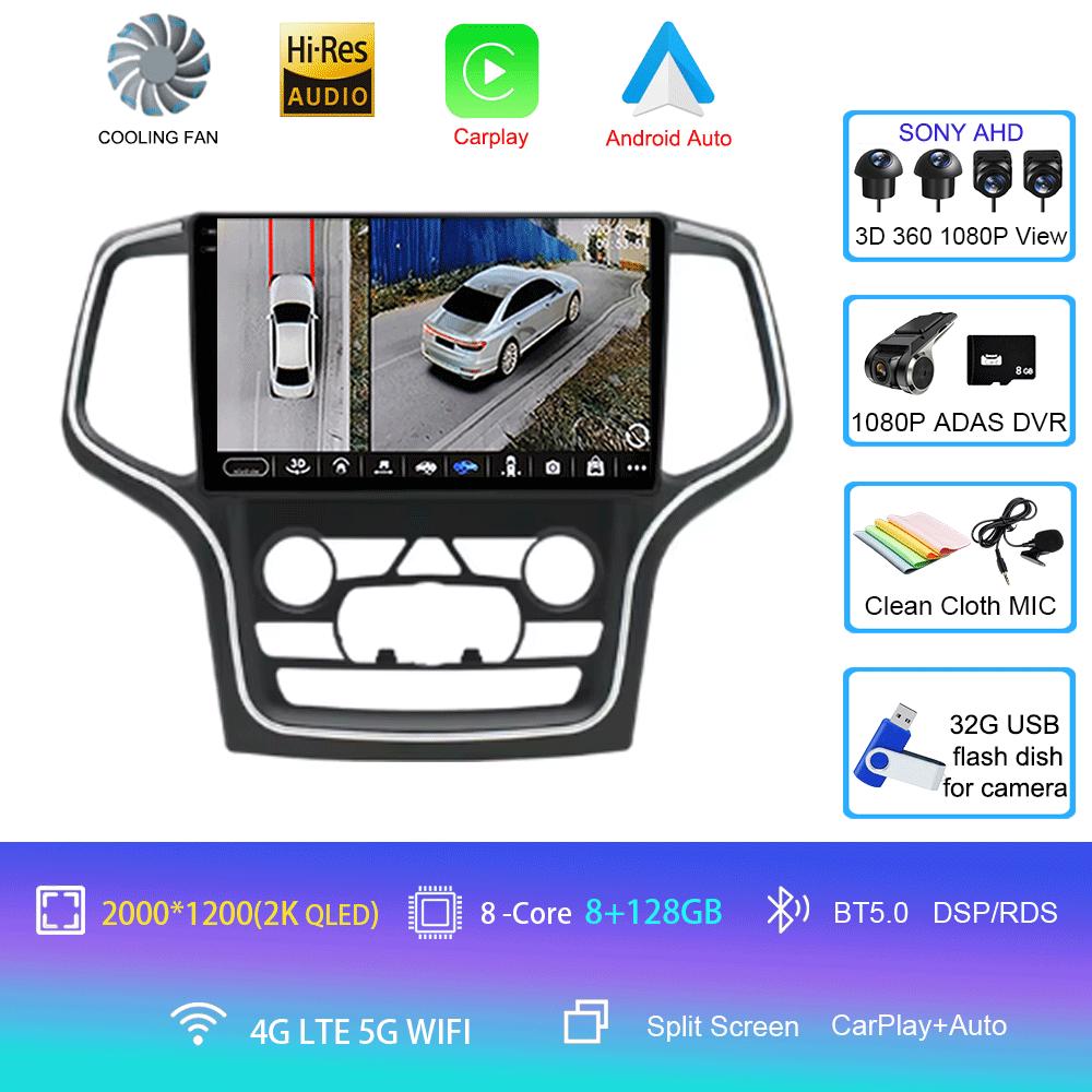 For Jeep Grand Cherokee WK2 2014 Car radio Multimedia Carplay Navigation GPS Wireless Android Auto Car Stereo HDR Radio 5G Wifi