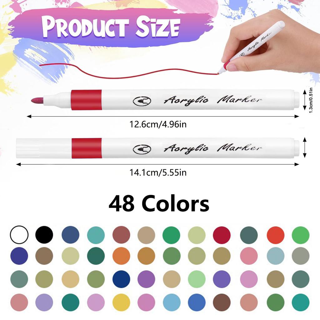 Acrylic Paint Markers Set Fine Permanent Paint Acrylic Marker Pens for Stones Wood Glass DIY Projects Water-Based Acrylic Marker