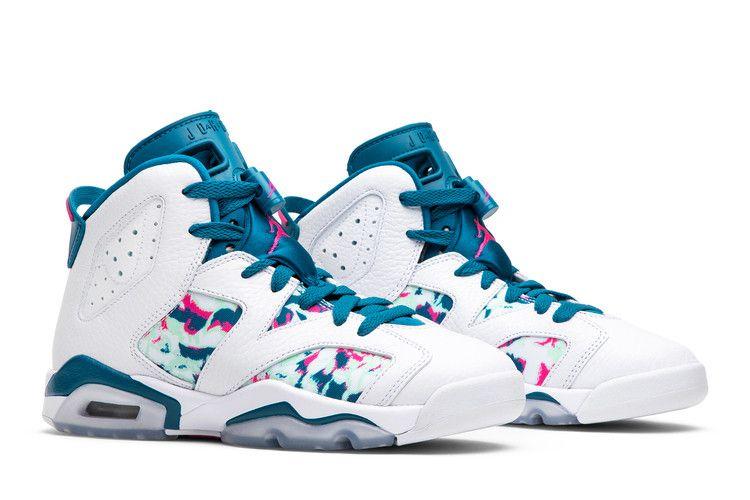 Kids' Sneakers Jordan 6 Retro White Laser Fuchsia Green Abyss (GS) White/Laser Fuchsia-Green Abyss