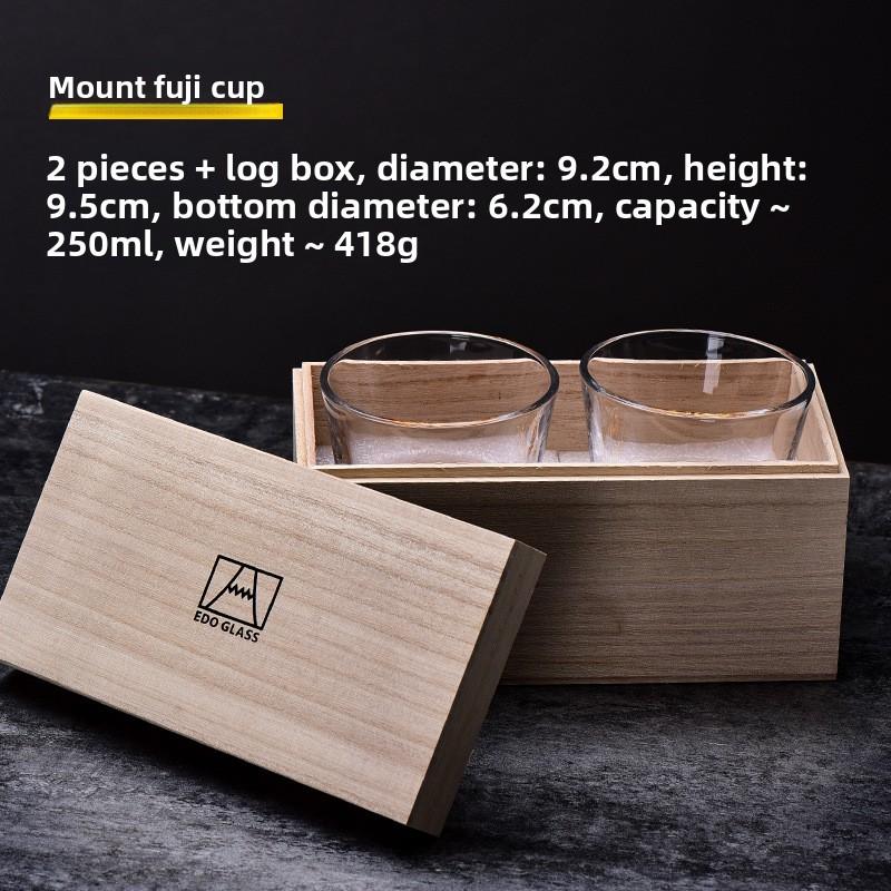 Japanese Fuji Mountain Glass Cup Set Heat Resistant Crystal Whiskey Glasses Gift Box for Couples