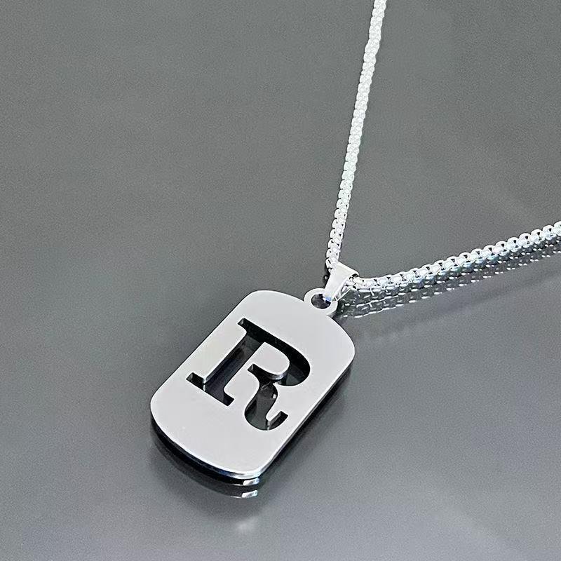 Simple Titanium Steel 26-Letter Necklace for Men and Women - Trendy Minimalist Design