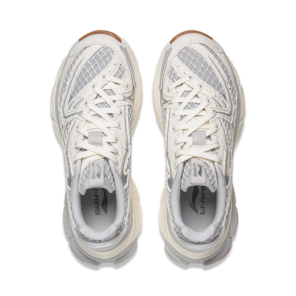 Li Ning Xingji Cushioning Abrasion Resistant Breathable Low top Chunky Sneakers Women's White Gray AGCW088-3
