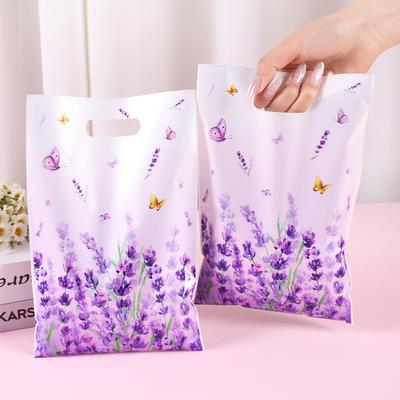 10/20/50pcs Purple Lavender Candy Gift Bags Floral Butterfly Tote Bags for Wedding Birthday Seasonal Spring Party Favor Supplies