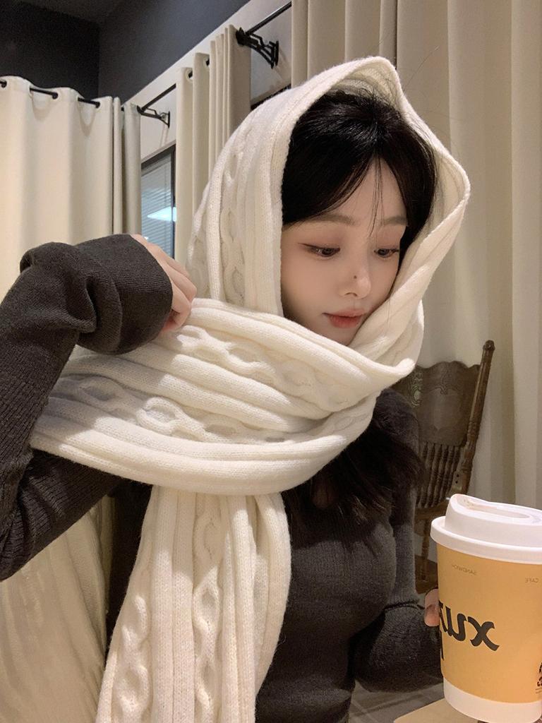 Winter Korean twist knitted scarf women's thickened warm versatile wool scarf student couple multi-color optional
